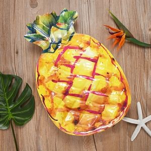 NEW Pineapple Bright Figural Melamine Serve Tray 2 Quart